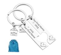 ORUZA 2 PCS New Home Keyring, Couple First Home Keychains Gifts, 2025 Housewarming Gifts for New Homeowner House Keyring Moving in Home Owner Keychains Men Women