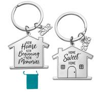 ORUZA 2 PCS New Home Keyring, Sweet Home Keychains Gifts for Couple, 2025 Housewarming Keyring for Couple New Homeowner House First House Gifts