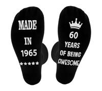 ORUZA 60th Birthday Socks for Men, 60 Years of Being Awesome Cotton Non-slip Calf-length Black Socks - Funny Birthday Gifts for Father Grandpa Boyfriend