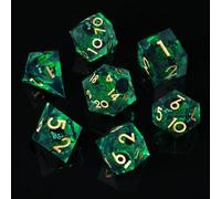 ORUZA 7 PCS DND Liquid Core Polyhedral Dice Set, Resin Sharp Edge Cat D&D Dice for Dungeons and Dragons RPG MTG Table Games D20 D12 D10 D8 D6 D4 D%