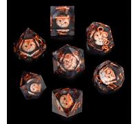 ORUZA 7 PCS Dragon Eye DND Dice Liquid Core D&D Dice Resin Sharp Edge Polyhedral Cat Dice Set for Dungeons and Dragons Role Playing Die D20 D12 D10 D8 D6 D4 D%