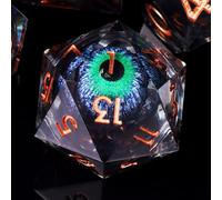 ORUZA 7 PCS Dragon Eye DND Dice Liquid Core D&D Dice Resin Sharp Edge Polyhedral D&D Dice Set for Dungeons and Dragons Role Playing Die D20 D12 D10 D8 D6 D4 D%