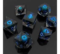 ORUZA 7 PCS Dragon Eye DND Dice Liquid Core D&D Dice Resin Sharp Edge Polyhedral D&D Dice Set for Dungeons and Dragons Role Playing Die D20 D12 D10 D8 D6 D4 D%