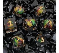 ORUZA 7 PCS Dragon Eye DND Dice Liquid Core D&D Dice Resin Sharp Edge Polyhedral D&D Dice Set for Dungeons and Dragons Role Playing Die D20 D12 D10 D8 D6 D4 D%