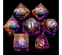 ORUZA 7 PCS Dragon Eye DND Dice Liquid Core D&D Dice Resin Sharp Edge Polyhedral D&D Dice Set for Dungeons and Dragons Role Playing Die D20 D12 D10 D8 D6 D4 D%