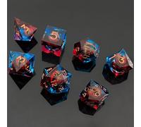 ORUZA 7 PCS Dragon Eye DND Dice Liquid Core D&D Dice Resin Sharp Edge Polyhedral D&D Dice Set for Dungeons and Dragons Role Playing Die D20 D12 D10 D8 D6 D4 D%