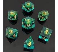 ORUZA 7 PCS Dragon Eye DND Dice Liquid Core D&D Dice Resin Sharp Edge Polyhedral D&D Dice Set for Dungeons and Dragons Role Playing Die D20 D12 D10 D8 D6 D4 D%