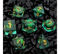 ORUZA 7 PCS Dragon Eye DND Dice Liquid Core D&D Dice Resin Sharp Edge Polyhedral D&D Dice Set for Dungeons and Dragons Role Playing Die D20 D12 D10 D8 D6 D4 D%