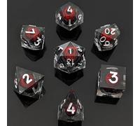ORUZA 7 PCS Dragon Eye DND Dice Liquid Core D&D Dice Resin Sharp Edge Polyhedral D&D Dice Set for Dungeons and Dragons Role Playing Die D20 D12 D10 D8 D6 D4 D%