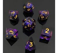 ORUZA 7 PCS Dragon Eye DND Dice Liquid Core D&D Dice Resin Sharp Edge Polyhedral D&D Dice Set for Dungeons and Dragons Role Playing Die D20 D12 D10 D8 D6 D4 D%