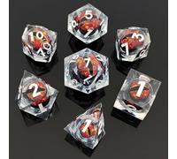 ORUZA 7 PCS Dragon Eye DND Dice Liquid Core D&D Dice Resin Sharp Edge Polyhedral D&D Dice Set for Dungeons and Dragons Role Playing Die D20 D12 D10 D8 D6 D4 D%