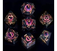 ORUZA 7 PCS Dragon Eye DND Dice Liquid Core D&D Dice Resin Sharp Edge Polyhedral D&D Dice Set for Dungeons and Dragons Role Playing Die D20 D12 D10 D8 D6 D4 D%