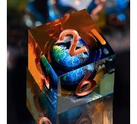 ORUZA 7 PCS Dragon Eye DND Dice Liquid Core D&D Dice Resin Sharp Edge Polyhedral D&D Dice Set for Dungeons and Dragons Role Playing Die D20 D12 D10 D8 D6 D4 D%