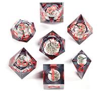 ORUZA 7 PCS Dragon Eye DND Dice Liquid Core D&D Dice Resin Sharp Edge Polyhedral Tree Dice Set for Dungeons and Dragons Role Playing Die D20 D12 D10 D8 D6 D4 D%