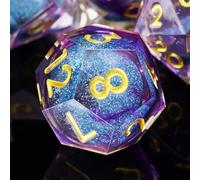 ORUZA 7 PCS Liquid Core DND Dice Resin Sharp Edge Dice Polyhedral D&D Dice Set for Dungeons and Dragons RPG MTG Role Playing Game Dice D20 D12 D10 D8 D6 D4 D%