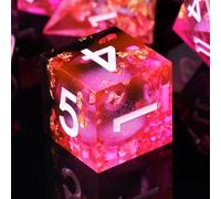 ORUZA 7 PCS Liquid Core DND Dice Resin Sharp Edge Dice Polyhedral D&D Dice Set for Dungeons and Dragons RPG MTG Role Playing Game Dice D20 D12 D10 D8 D6 D4 D%