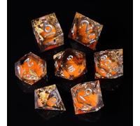 ORUZA 7 PCS Liquid Core DND Dice Resin Sharp Edge Dice Polyhedral D&D Dice Set for Dungeons and Dragons RPG MTG Table Games