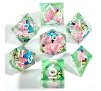 ORUZA 7 PCS Liquid Core DND Dice Resin Sharp Edge Dice Polyhedral D&D Dice Set for Dungeons and Dragons RPG MTG Table Games
