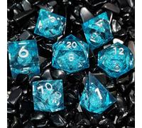 ORUZA 7 PCS Liquid Core DND Dice Resin Sharp Edge Dice Polyhedral D&D Quicksand Dice Set for Dungeons and Dragons RPG MTG Table Games
