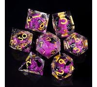 ORUZA 7 PCS Liquid Core Polyhedral DND Dice, Resin Sharp Edge Dice Set for D&D Dungeons and Dragons RPG MTG Table Games