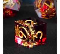 ORUZA 7 PCS Lord Of The Ring DND Dice Set Red Resin Sharp Edge Dice Polyhedral D&D Dice Set for Dungeons and Dragons RPG MTG Role Playing Game Dice D20 D12 D10 D8 D6 D4 D%