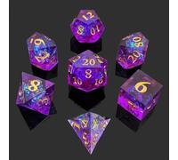ORUZA 7 PCS Polyhedral DND Dice Resin Sharp Edge D&D Dice Set for Dungeons and Dragons RPG MTG Table Role Playing Games Die D20 D12 D10 D8 D6 D4 D%