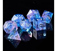 ORUZA 7 PCS Polyhedral DND Dice Resin Sharp Edge D&D Dice Set for Dungeons and Dragons RPG MTG Table Role Playing Games Die D20 D12 D10 D8 D6 D4 D%