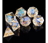 ORUZA 7 PCS Polyhedral DND Dice Resin Sharp Edge D&D Dice Set for Dungeons and Dragons RPG MTG Table Role Playing Games Die D20 D12 D10 D8 D6 D4 D%