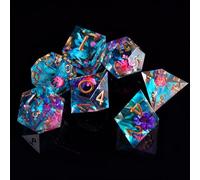 ORUZA 7 PCS Polyhedral DND Dice Resin Sharp Edge D&D Dice Set for Dungeons and Dragons RPG MTG Table Role Playing Games Die D20 D12 D10 D8 D6 D4 D%