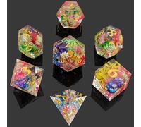 ORUZA 7 PCS Polyhedral DND Dice Resin Sharp Edge D&D Dice Set for Dungeons and Dragons RPG MTG Table Role Playing Games Die D20 D12 D10 D8 D6 D4 D%