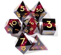 ORUZA 7 PCS Polyhedral DND Dice Resin Sharp Edge D&D Dice Set for Dungeons and Dragons RPG MTG Table Role Playing Games Die D20 D12 D10 D8 D6 D4 D%