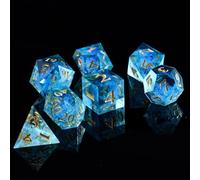 ORUZA 7 PCS Polyhedral DND Dice Resin Sharp Edge D&D Dice Set for Dungeons and Dragons RPG MTG Table Role Playing Games Die D20 D12 D10 D8 D6 D4 D%