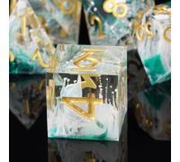 ORUZA 7 PCS Polyhedral DND Dice Resin Sharp Edge D&D Dice Set for Dungeons and Dragons RPG MTG Table Role Playing Games Die D20 D12 D10 D8 D6 D4 D%