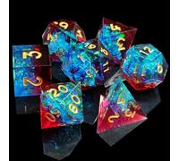ORUZA 7 PCS Polyhedral DND Dice Resin Sharp Edge D&D Dice Set for Dungeons and Dragons RPG MTG Table Role Playing Games Die D20 D12 D10 D8 D6 D4 D%