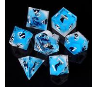 ORUZA 7 PCS Polyhedral DND Dice Resin Sharp Edge D&D Dice Set for Dungeons and Dragons RPG MTG Table Role Playing Games Die D20 D12 D10 D8 D6 D4 D%