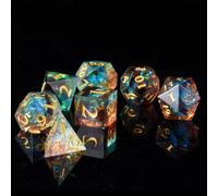 ORUZA 7 PCS Polyhedral DND Dice Resin Sharp Edge D&D Dice Set for Dungeons and Dragons RPG MTG Table Role Playing Games Die D20 D12 D10 D8 D6 D4 D%