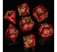 ORUZA 7 PCS Polyhedral Liquid Core DND Dice, Resin Sharp Edge Quicksand D&D Dice Set for Dungeons and Dragons RPG MTG Role Playing Game Dice