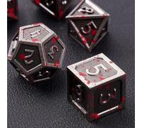 ORUZA DND Bloodstained Dice Set, 7 PCS Metal Polyhedral Dice Set Blood Antique Iron D&D Dice for Dungeons and Dragons RPG MTG Pathfinder Role Playing Tabletop Games Dice