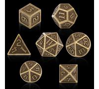 ORUZA DND Metal Dice Set, 7 PCS Antique Copper Polyhedral Dice Set D&D Metal Bronze Dice for Dungeons and Dragons RPG MTG Pathfinder Role Playing Tabletop Games Dice