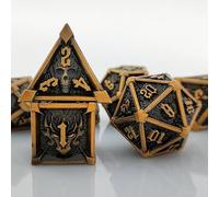 ORUZA DND Metal Dice Set, 7 PCS Polyhedral Dice Set D&D Metal Skull Craved Dice for Dungeons and Dragons RPG MTG Pathfinder Role Playing Tabletop Games