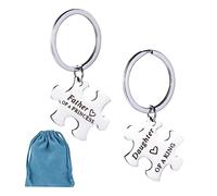 ORUZA Father Daughter Keyring Set - Dad Keyring Gifts for Princess & King Thanksgiving, Father's Day, Christmas & Birthday
