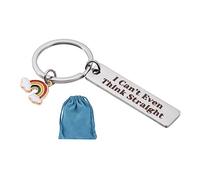 ORUZA Gay Keyring Lesbian Pride Gift I Can't Even Think Straight Keyring with Rainbow Charm Lesbian Gift Anniversary Valentines Day Gifts for Gay Couple