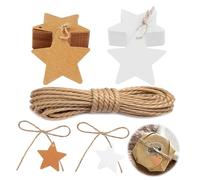 ORUZA Kraft Paper Gift Tags,100 PCS Star Paper Tags, Craft Hang Tags with Natural Jute Twine for Wedding Art Handmade Present