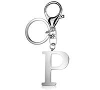 ORUZA Letter Keyring Alphabet Initial Keychain, Metal Letter Key Ring for Women Men Handbag Wallet Purses Alphabet P