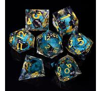 ORUZA Liquid Core Polyhedral DND Dice Set, 7 PCS Resin Sharp Edge Dice for D&D Dungeons and Dragons RPG MTG Table Games