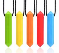ORUZA Sensory Chew Necklace, 5 PCS Silicone Chew Necklace for Teething, ADHD, Autism, Biting Needs, Oral Motor Chewy Teether Toys for Autistic Kids & Adults, Boys & Girls