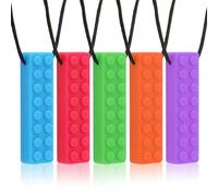 ORUZA Sensory Chew Necklace, 5 PCS Silicone Chew Necklace for Teething, ADHD, Autism, Biting Needs, Oral Motor Chewy Teether for Autistic Children Baby Boys&Girls