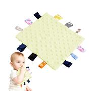 ORUZA Tag Comfort Blanket Baby, Baby Comforter with Colorful Taggies, Tag for Babies Soft Touch Comfort Blanket for Newborn Boys and Girls (Yellow)