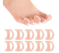 ORUZA Toe Separators for Overlapping Toes, 10 Pack Gel Toe Spacers Straightener, Little Toe Separators for Pain Relief and Bunion Correctors (Skin)