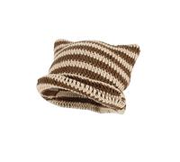 Orvila Fairy Grunge Beanie Y2K Cat in The Hat Striped Crochet Slouchy Hat Winter Warm Knitted Old Headwear Accessories, coffee, M